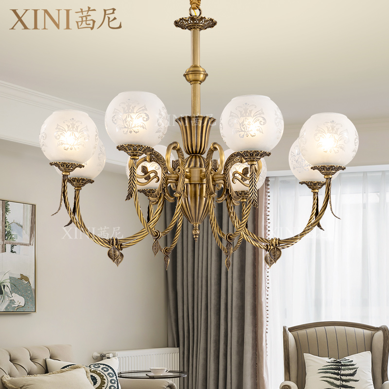 法式全铜复古美式客厅吊灯