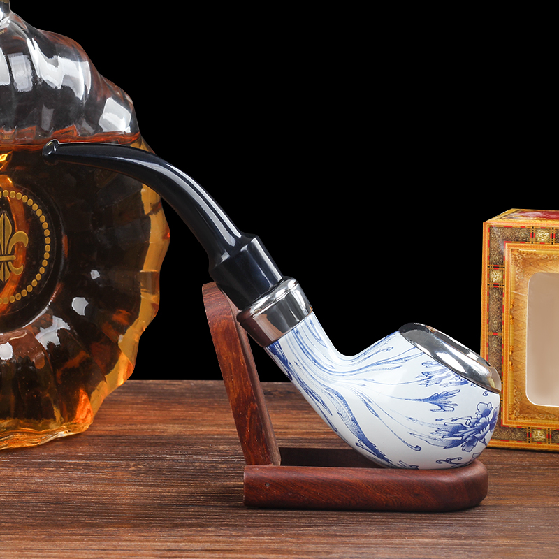 长丰青花瓷树脂金属锅烟斗