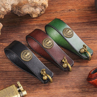 真皮狮头烟斗座 铜制扣锁可拆卸便携式单斗架 烟斗配件精美挂件