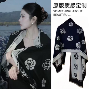 2025新款高级感仿羊绒围巾女冬季同款格纹百搭时尚保暖女士围脖新