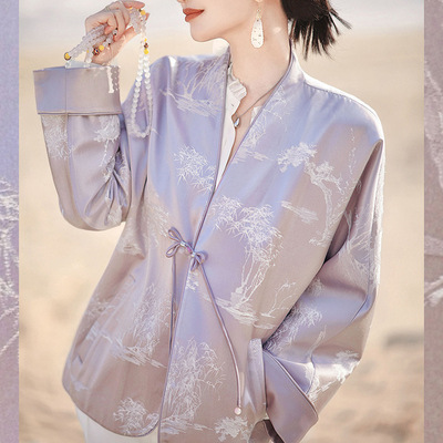 妖猪【秀竹】2025重磅高定提花盘扣早春新中式国风优雅长袖上衣