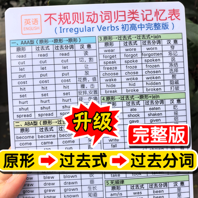 动词过去式过去分词表不规则动词