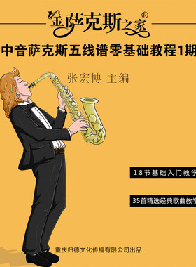 中音萨克斯 五线谱教学视频【买1期送2期 逐句讲解 含曲谱配U盘】