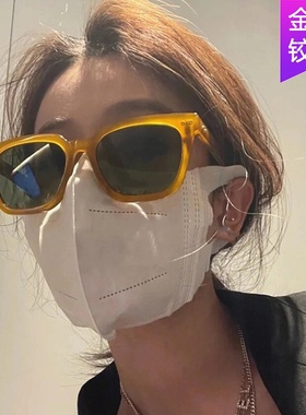铆钉网红复古茶色太阳镜2021新款墨镜女潮太阳眼镜防紫外线凹