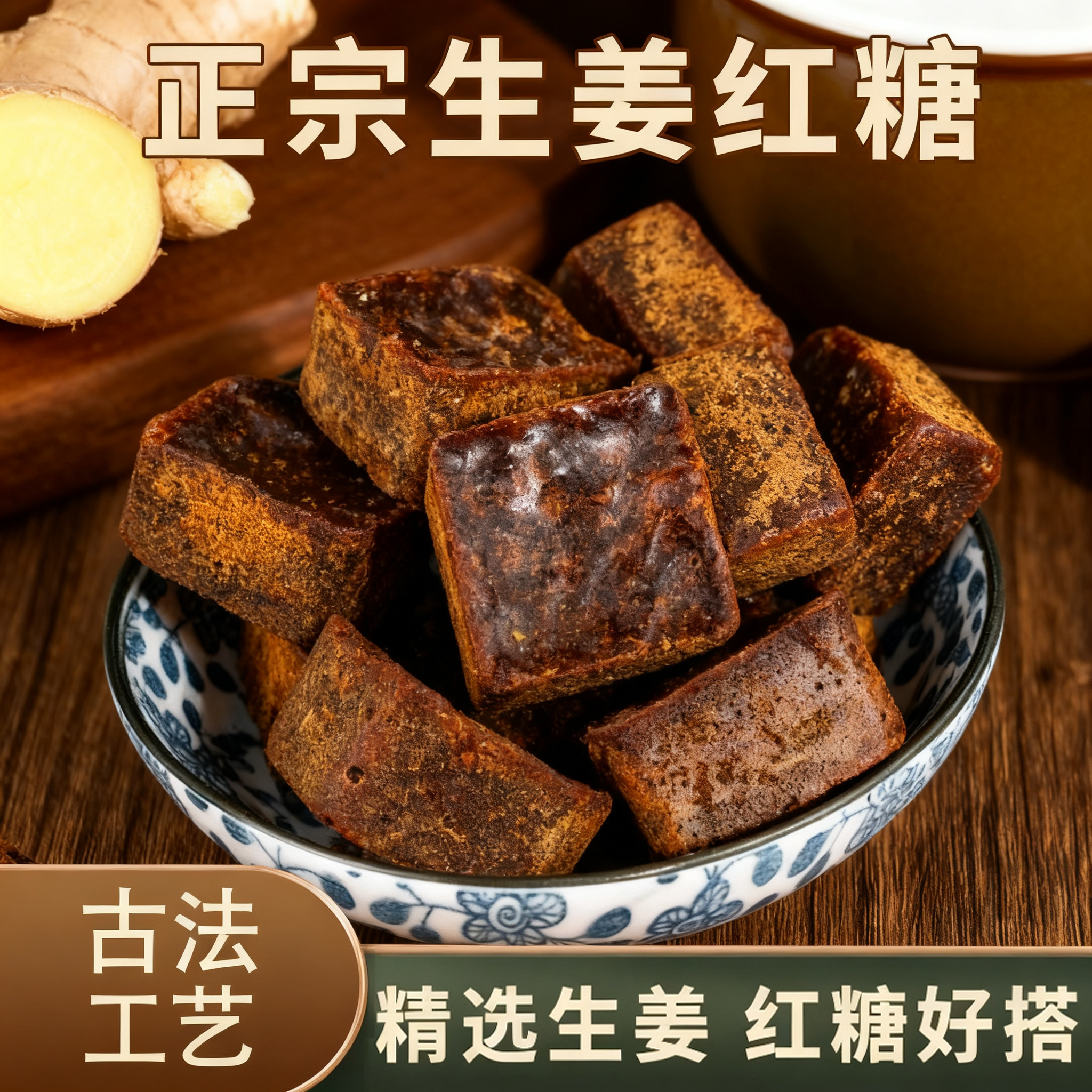 广西姜糖老姜红糖姜母红糖姨妈月子黑糖姜茶生姜红糖黑糖独立包装