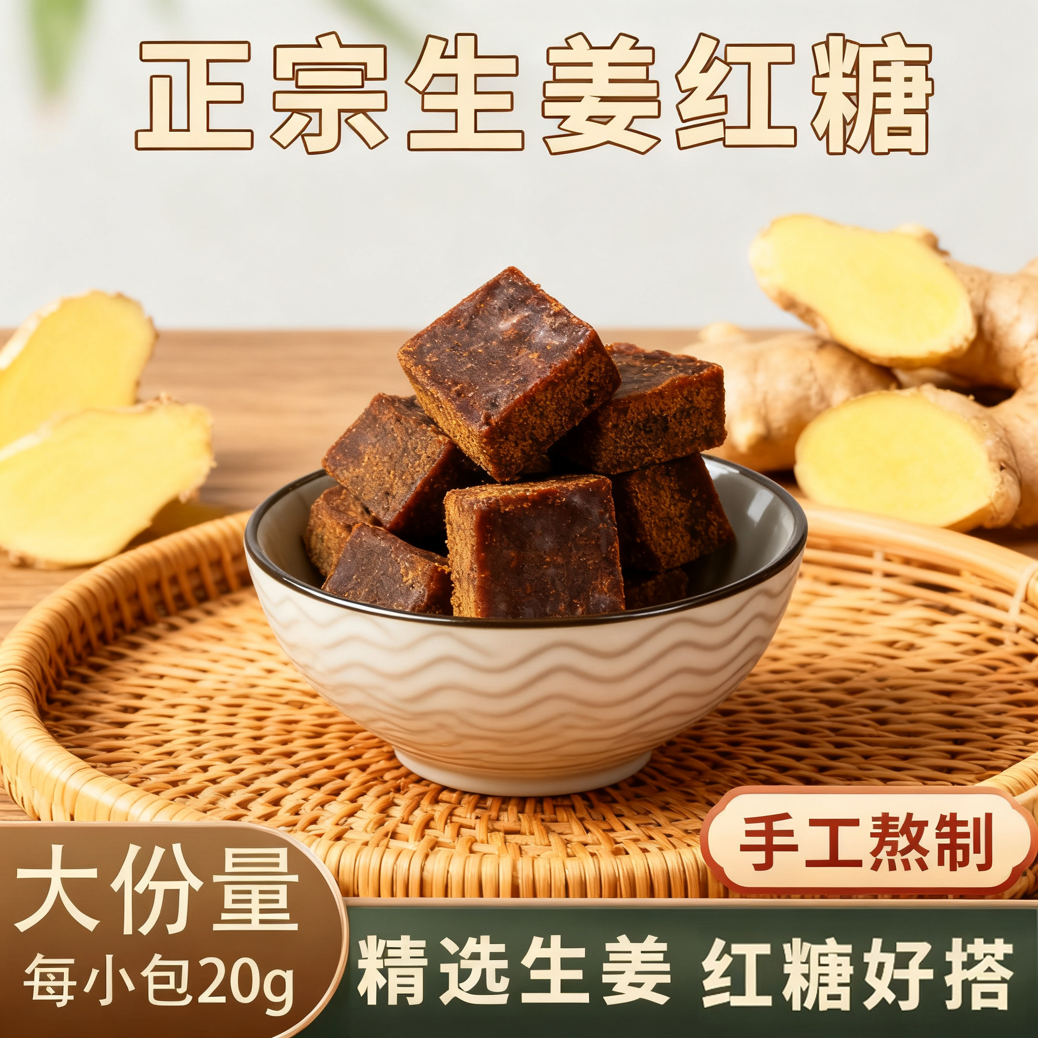 广西姜糖生姜红糖姜母红糖姨妈月子黑糖姜茶生姜红糖黑糖独立包装