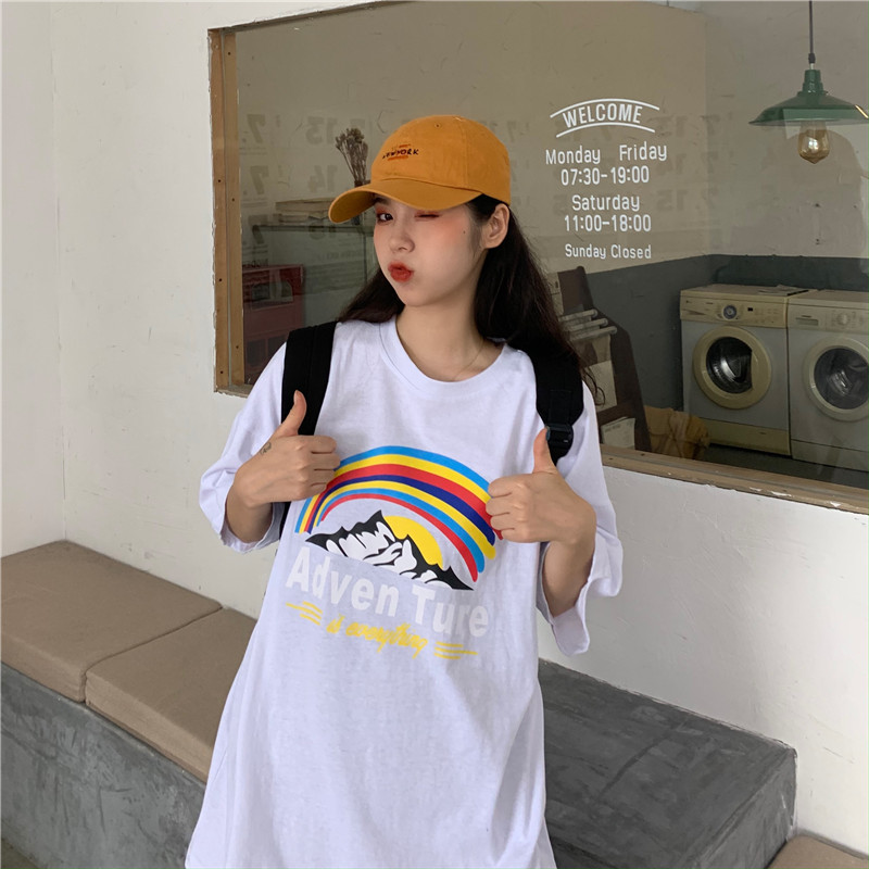實拍實價 韓版時尚寬鬆休閒印花T