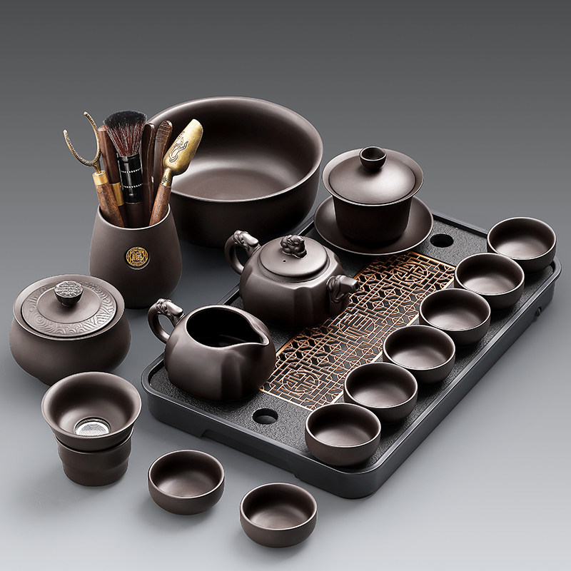 2025新款原矿紫砂功夫茶具套装家用客厅轻奢高档泡茶壶喝茶杯茶盘