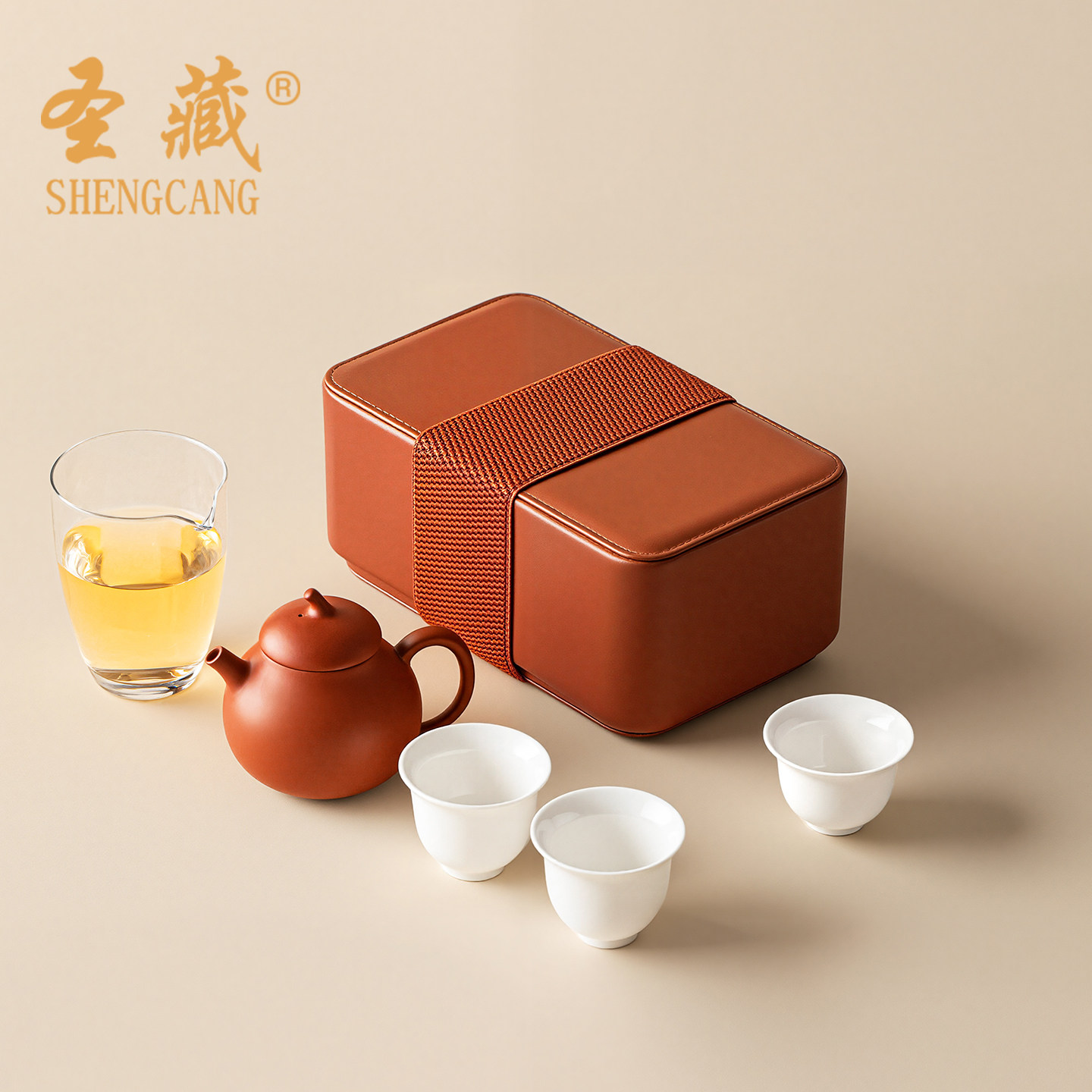 圣藏朱泥紫砂壶旅行茶具套装便携式一壶三杯泡茶壶快客杯精致茶杯