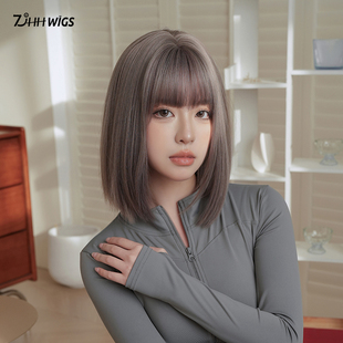 短发假发全头套女整顶彷真发女士自然减龄锁骨发波波头一刀切假发