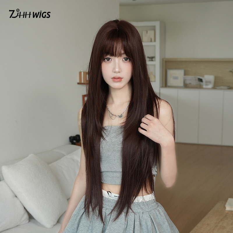 超长直假发无痕隐形全头套女lolita高层次长发日常空气浏海jk少萝
