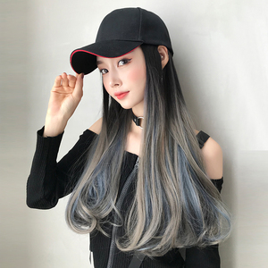 假发帽子一体时尚长发挑染渐变色长卷发蓬松头套网红假发女长发