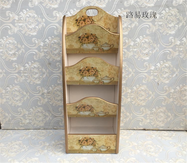 厂家直销包邮美式乡村书架杂志架整装四层书报架创意现代贴花收纳