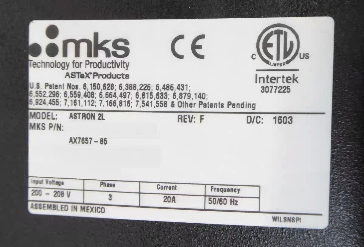 ASTRON 2L MKS AX7657-85 FI20620-