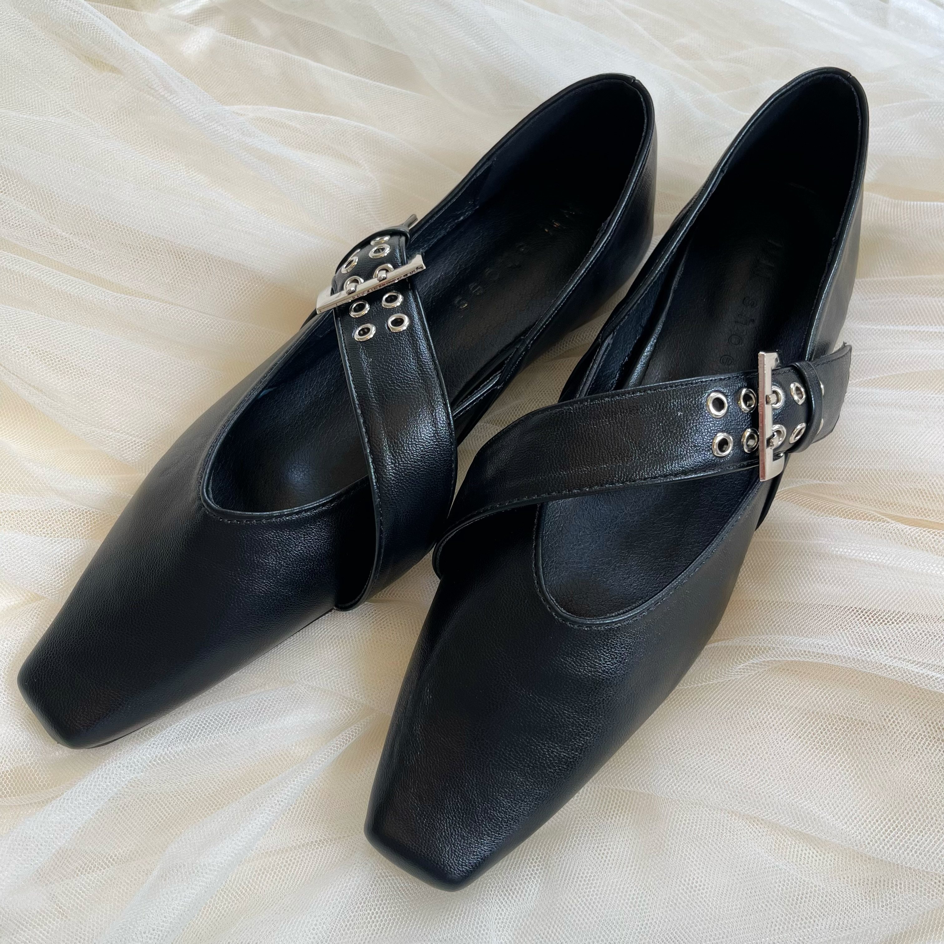 经典黑法式方头玛丽珍鞋女一字扣带铆钉平底浅口单鞋百搭复古女鞋,女鞋,浅口单鞋,淘宝优惠券,粉丝福利购,淘宝优惠卷