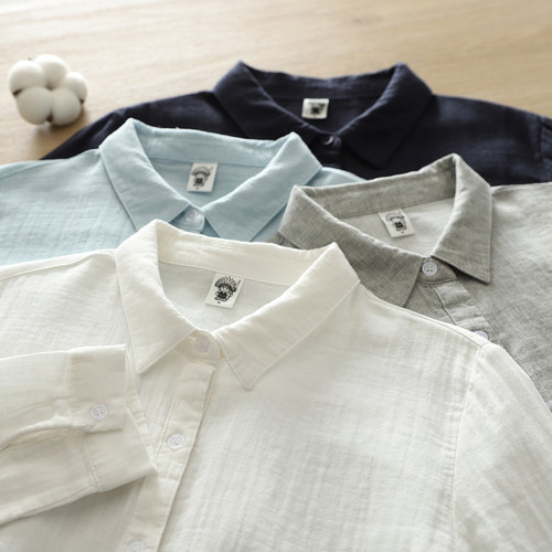 文艺小清新宽松全棉衬衣女长袖秋