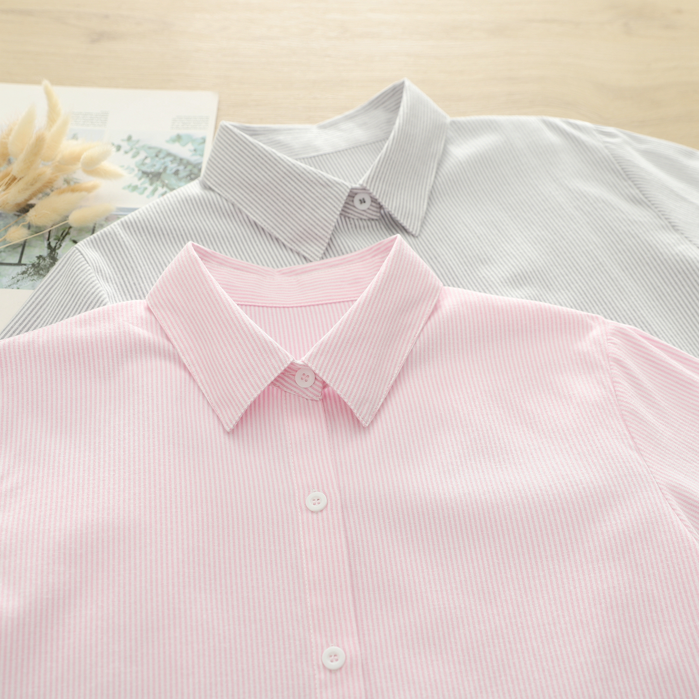 2025冬季文艺小清新竖条纹韩范磨毛棉衬衫女长袖打底衫学生叠穿潮