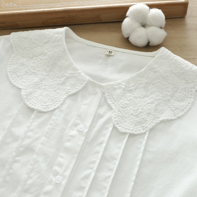 文艺小清新全棉宽松长袖衬衣女