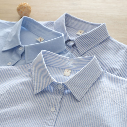 文艺小清新宽松全棉衬衣女长袖秋