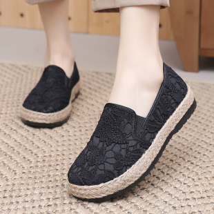 软底舒适懒人鞋 厚底棉麻女鞋 一脚蹬 女森女风亚麻渔夫鞋 老北京布鞋