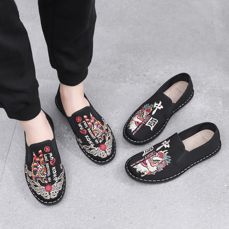 老北京布鞋中国风脸谱鞋刺绣男鞋