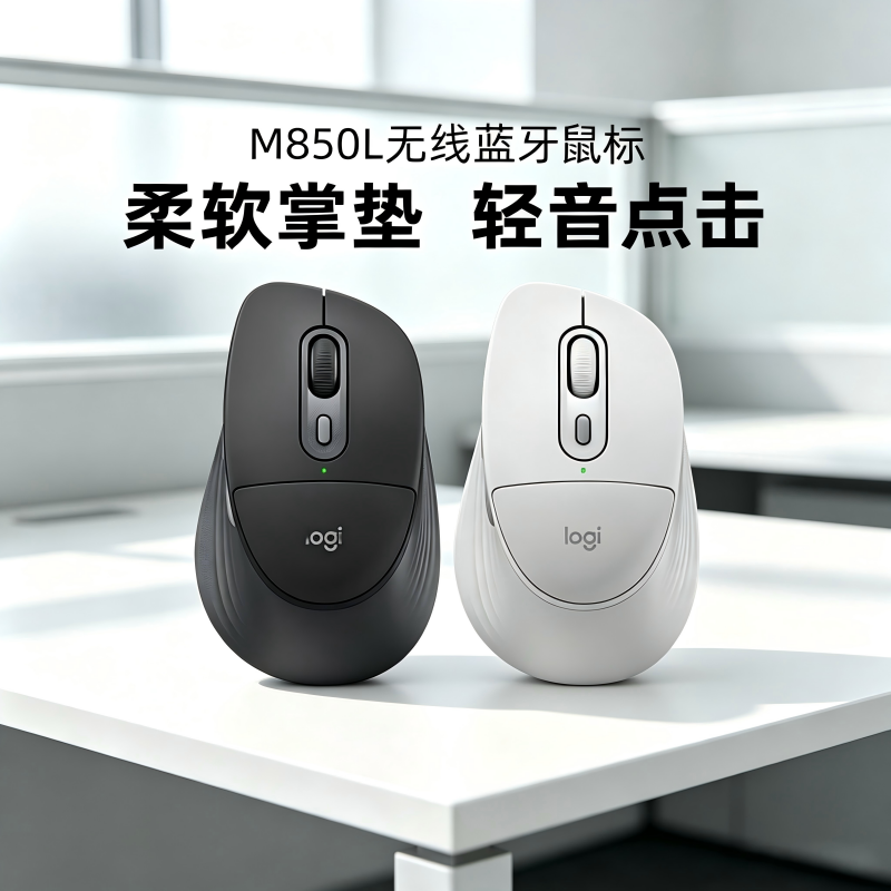 罗技M850L无线鼠标蓝牙双模轻音电脑笔记本MAC办公侧键编程拆包