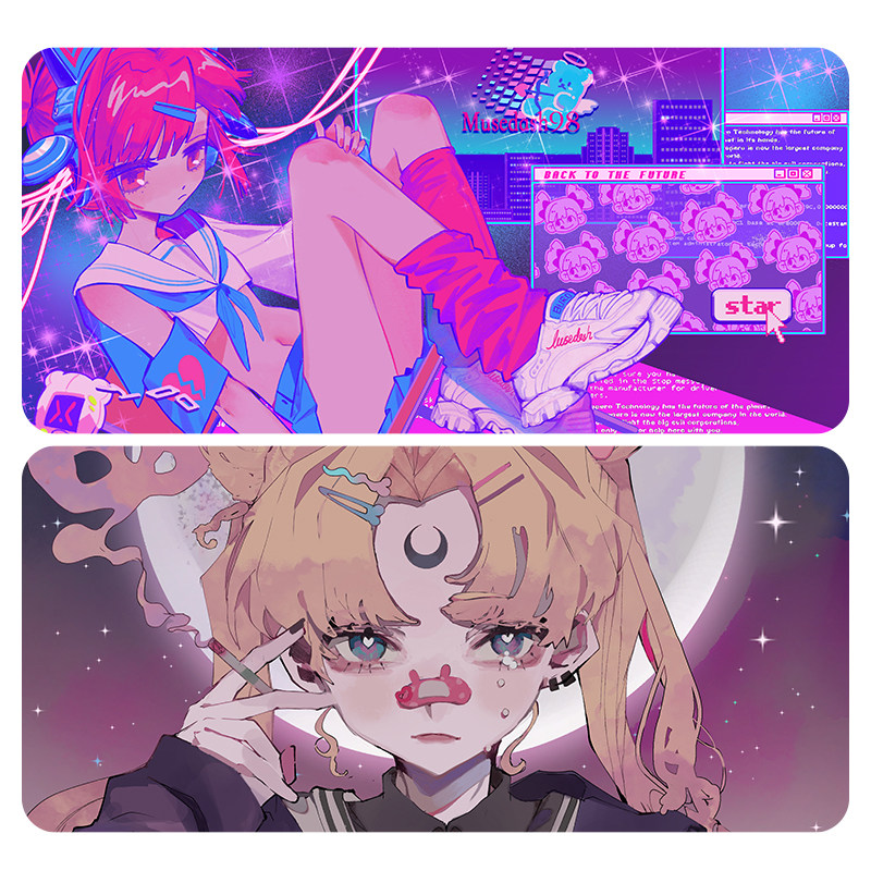 dva女粉色美少女战士桌学生电脑笔记本键盘写字桌鼠标垫赛博朋克