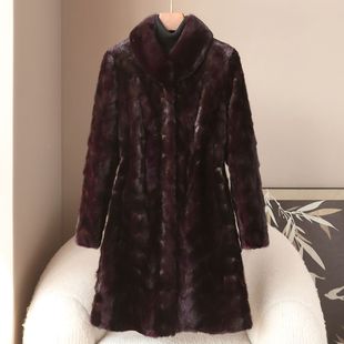 憨厚皇后2026海宁春季新品拼貂皮草大衣轻奢风长款风女式裘皮外套