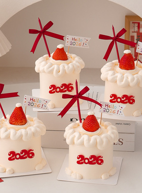 hello2026新年跨年蛋糕装饰亚克力插旗铅笔蜡烛插件祝福语插牌
