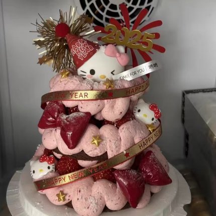 网红啃啃同款hellokitty新年蛋糕装饰摆件kt猫跨年2025亚克力插牌