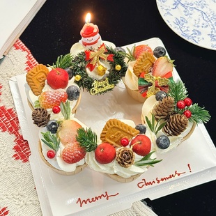 2026圣诞节雪人蜡烛纸杯蛋糕装 扮 饰插件草圈铃铛松果松针甜品装