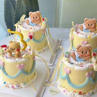 2.14情人节黄油小熊蛋糕装饰丘比特之箭软胶爱心情侣表白告白插件