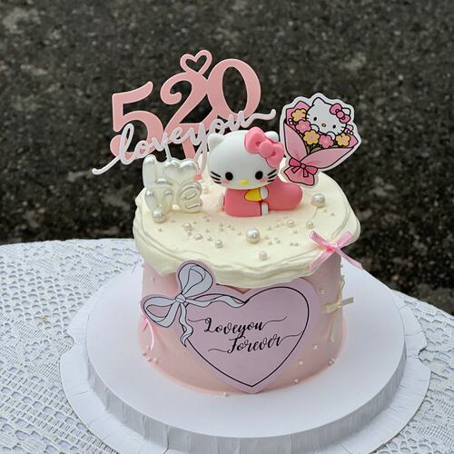 情人节520亚克力蛋糕装饰插件软胶爱心kt摆件love蜡烛甜品台插件