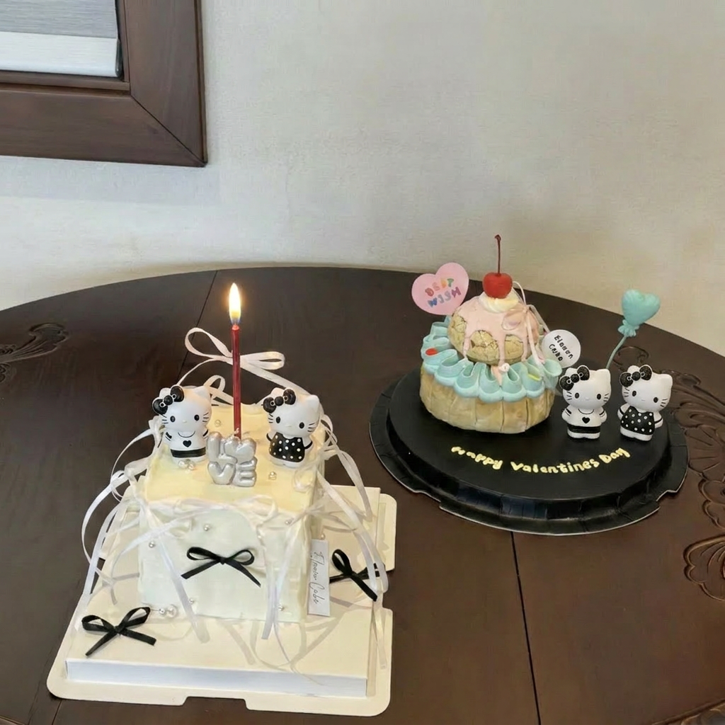 520情人节蛋糕套餐可爱小猫蜡烛love插件情侣浪漫纪念日烘焙配件