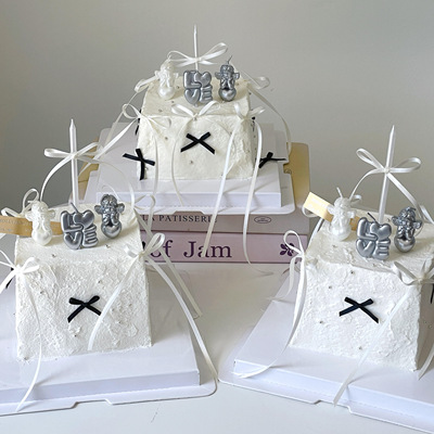 网红韩系银色丘比特小天使蜡烛蛋糕装饰插件love爱心蜡烛甜品装扮