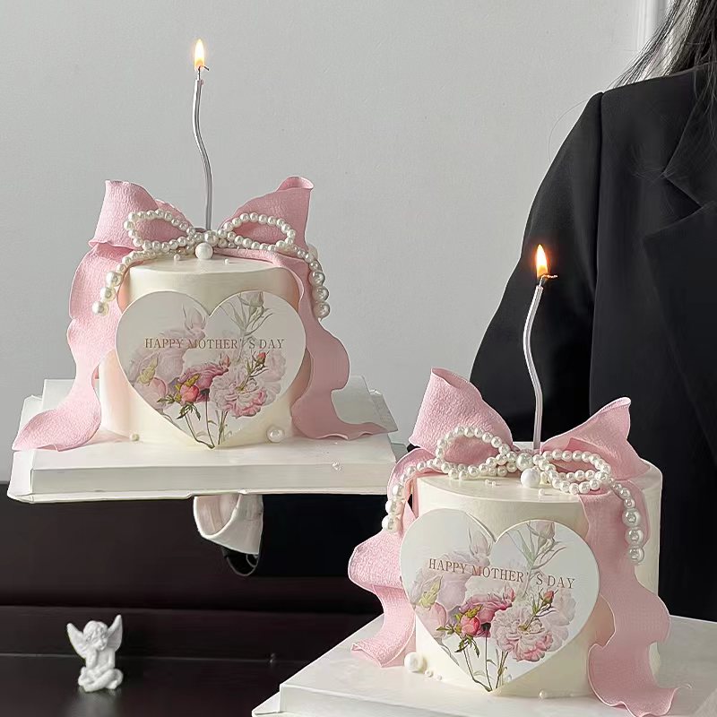 唯美母亲节蛋糕装饰品爱心卡片