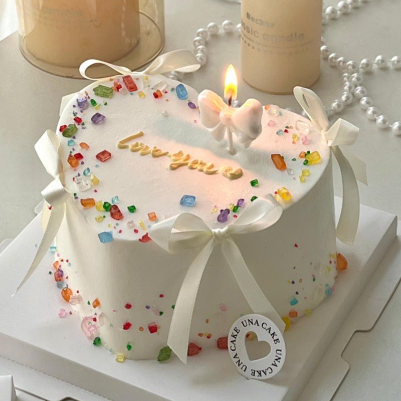 七夕情人节网红砂糖蛋糕装饰珠光蝴蝶结蜡烛芭蕾风蝴蝶结情侣插件