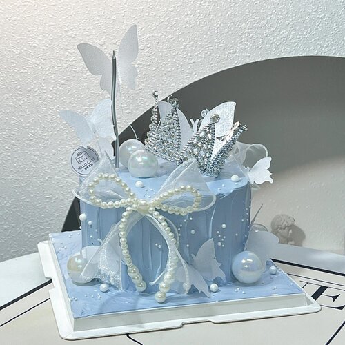 网红唯美全钻皇冠蛋糕装饰珍珠