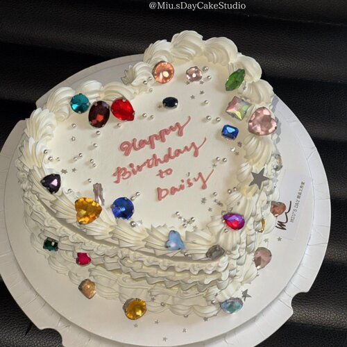 网红唯美ins钻石蛋糕装饰彩色水晶宝石女神女孩生日派对甜品插件