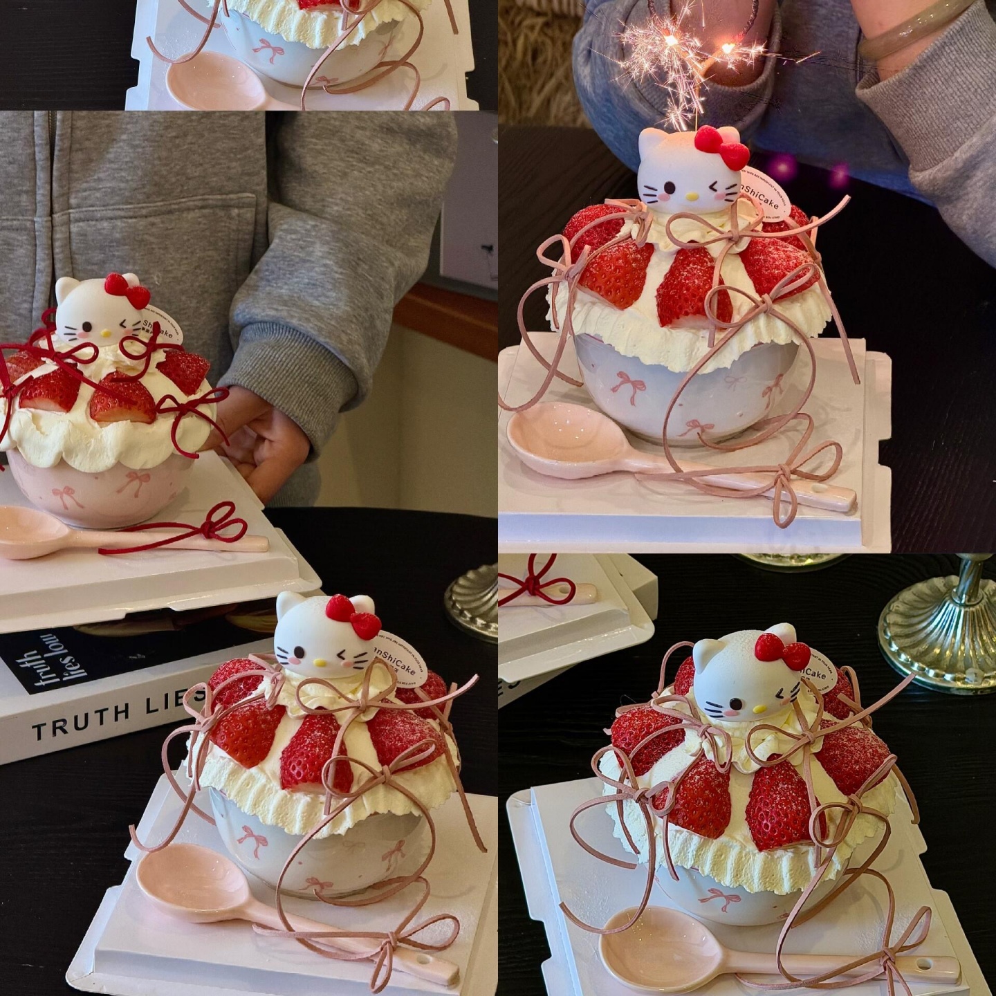 网红圣诞节蝴蝶结陶瓷碗草莓碗蛋糕装饰hellokitty甜品碗烘焙插件