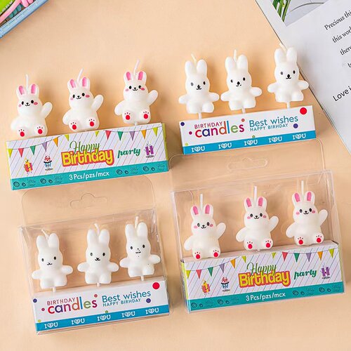卡通可爱小兔子蜡烛蛋糕装饰插件小白兔蜡烛儿童生日派对烘焙摆件