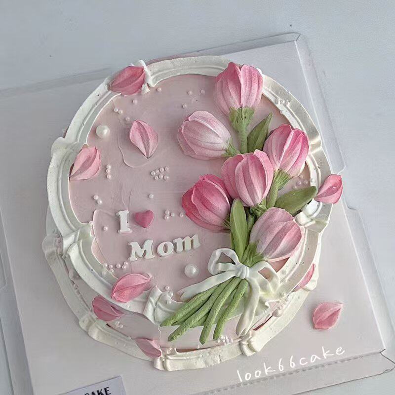 3.8女神节网红郁金香刮刀花硅胶模具翻糖巧克力花瓣蛋糕装饰配件