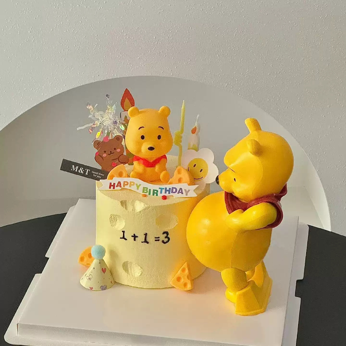 卡通大肚熊维尼小熊蛋糕装饰摆件大肚熊怀孕孕妇生日烘焙装扮插件