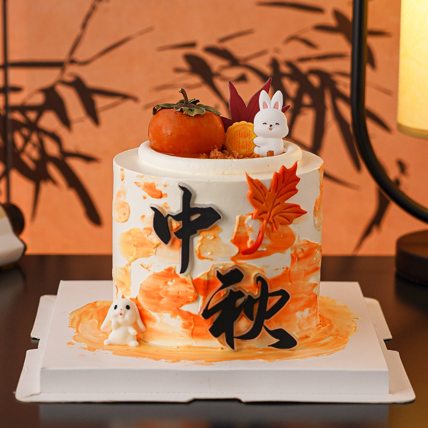 2025中秋节月饼小兔子蛋糕装饰摆件软胶中秋节日快乐烘焙甜品配件