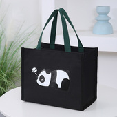 新款 大容量牛津布手提袋上班午餐铝箔保温层饭盒袋便当包 黑色日式