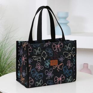 手提袋上班通勤外出午餐带饭盒收纳袋便当包油画风妈咪便携大容量