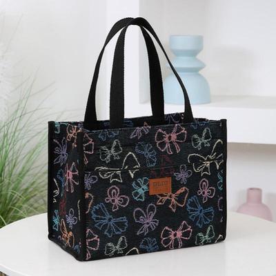 手提袋上班通勤外出午餐带饭盒收纳袋便当包油画风妈咪便携大容量