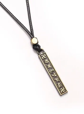 可抽拉狼头饰品项链吊坠字母热卖款Temu亚马逊蜡绳金属男复古