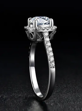 戒指时尚气质方包莫桑石经典钻戒送礼开口韩版女情侣一件婚戒