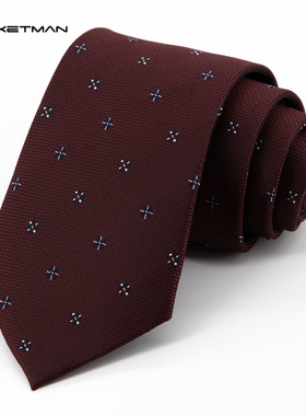 Jacketman领带男韩版深酒红色时尚几何复古职业正装商务宽版8cm款